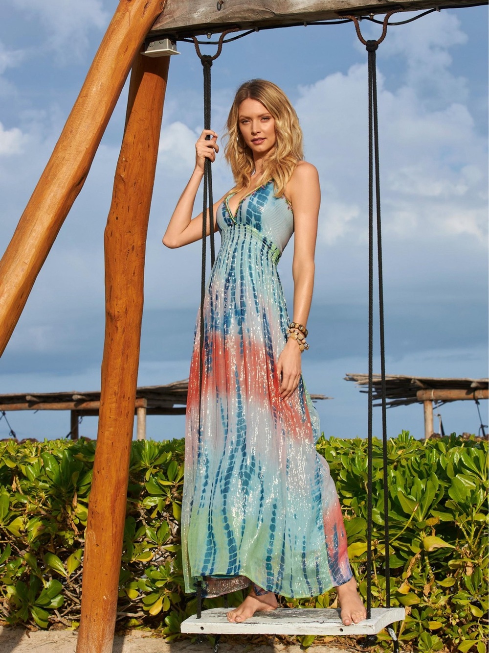 boston proper Tie Dye Print Embellished Maxi size s